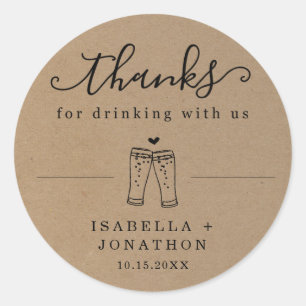 Rond Merci de Mariage de bière amusant / Merci Sticker