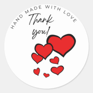 Rond Merci Housse faite avec amour coeur rouge Sticker