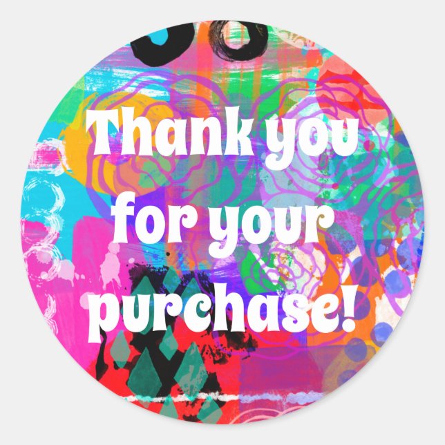 Rond Merci multimédia mixte pour votre Sticker d'achat (Devant)