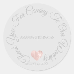 Rond Merci Pour Venir Mariage Favor Sticker Coeur