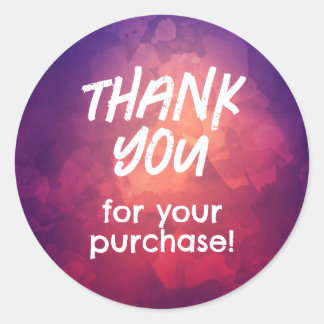 Rond Merci pour votre Sticker d'achat Pink Purple