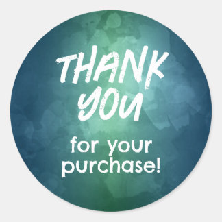 Rond Merci pour votre Sticker d'achat Vert Bleu