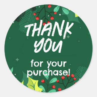 Rond Merci pour votre Sticker d'achat XMAS Holly