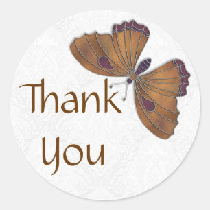 Rond Merci Sticker Papillon Brocade brun