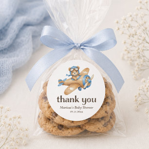 Rond Merci Teddy Ours Pilote Baby Boy Douche Sticker