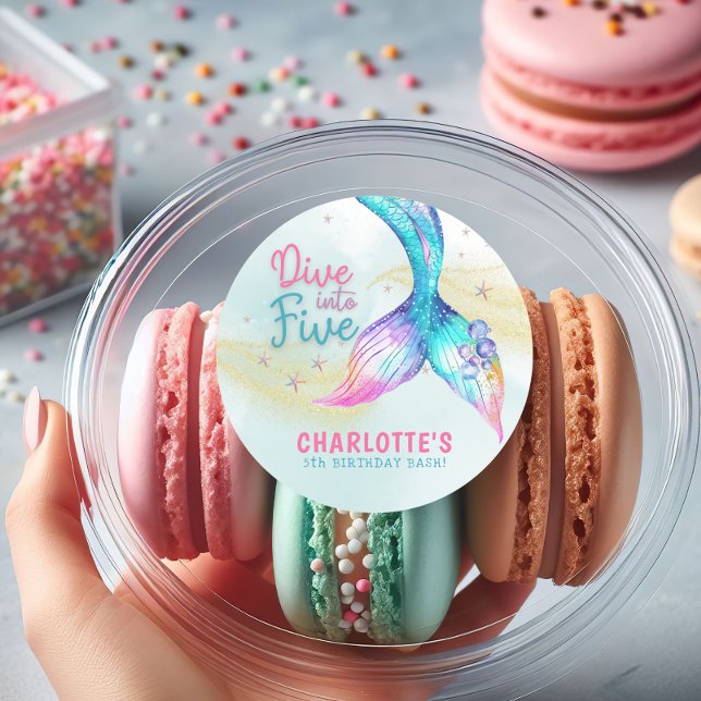 Rond Mermaid tail Dive into Five Glitter Sticker (Créateur téléchargé)