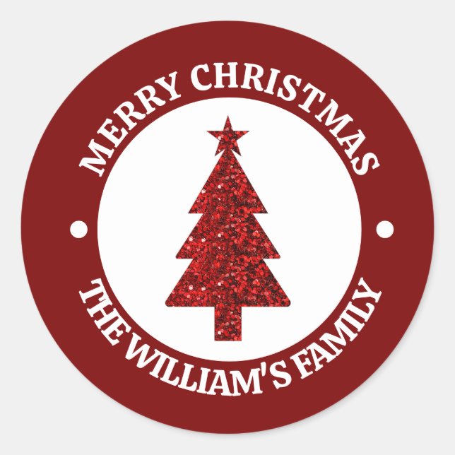 Rond Merry Christmas Personalized Sticker (Devant)