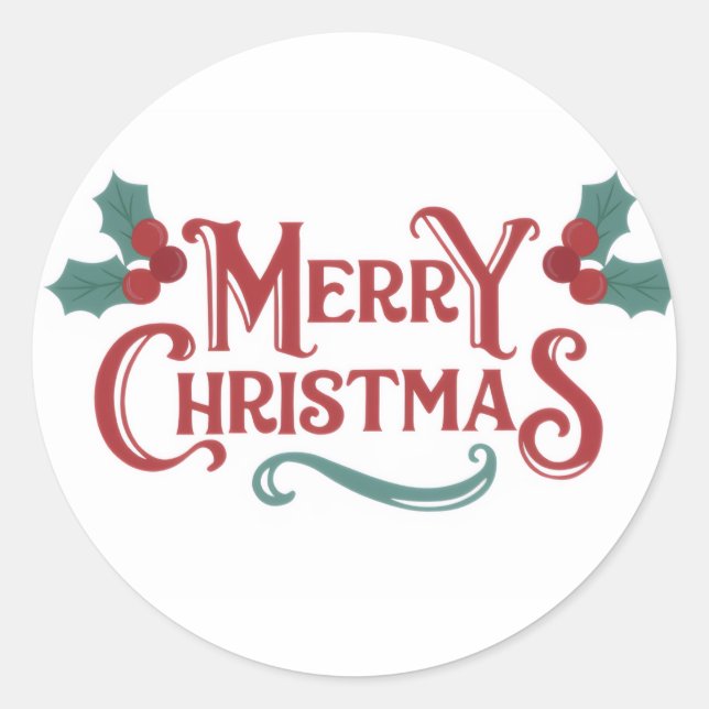 Rond Merry Christmas Sticker Set (Devant)