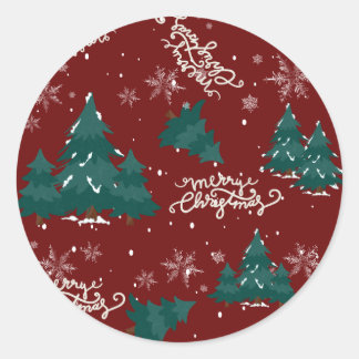 Rond Merry Christmas Tree Sticker