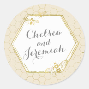 Rond Miel Bee Cream Gold Nom personnalisé Sticker Maria