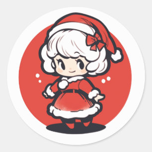 Rond Mignonne sticker de Noël Mme Claus