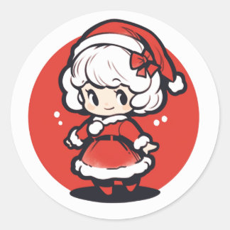 Rond Mignonne sticker de Noël Mme Claus