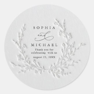 Rond Minimal Faux Blind Deboss Cotton Wedding Sticker