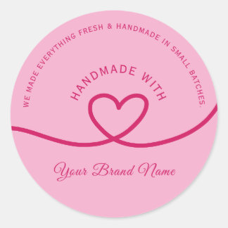 Rond Minimal Hand made love heart Personalized Sticker