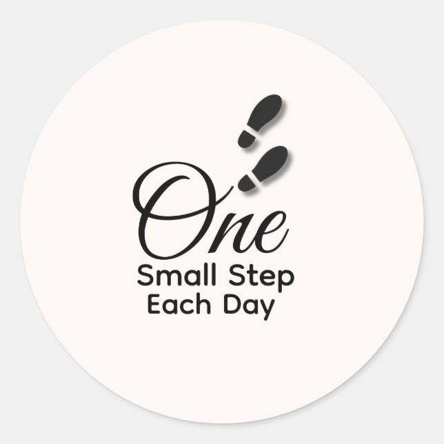 Rond Minimal Motivational Sticker – One Small Step Each (Devant)