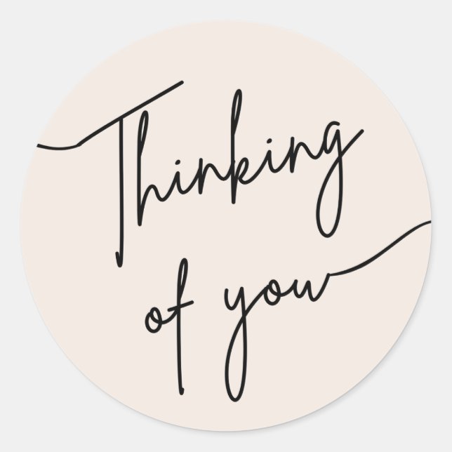 Rond Minimalist “Thinking of You” Calligraphy Sticker (Devant)