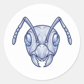 Rond Modern Blue Ant Line Art Illustration Sticker