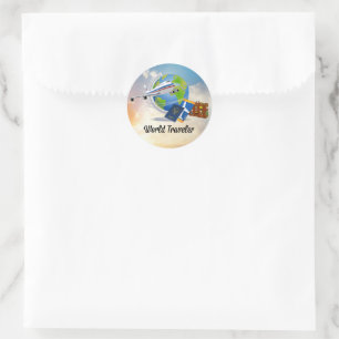 Rond Monde Voyageur, Design 2 Sticker Classic Round