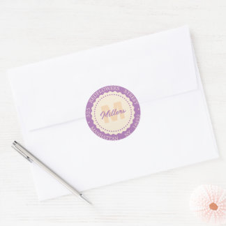 Rond Monogram address sticker with custom name