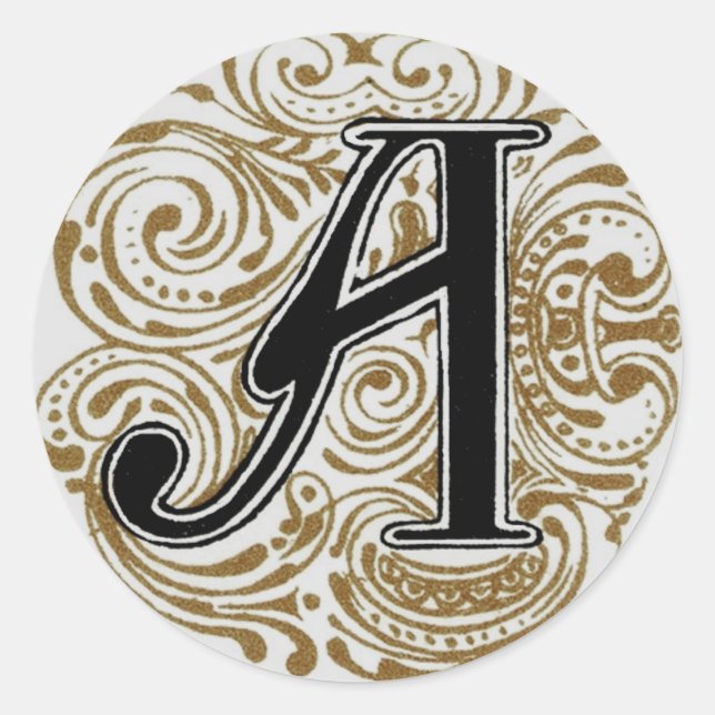 Rond Monogramme "A" en or - Sticker (Devant)