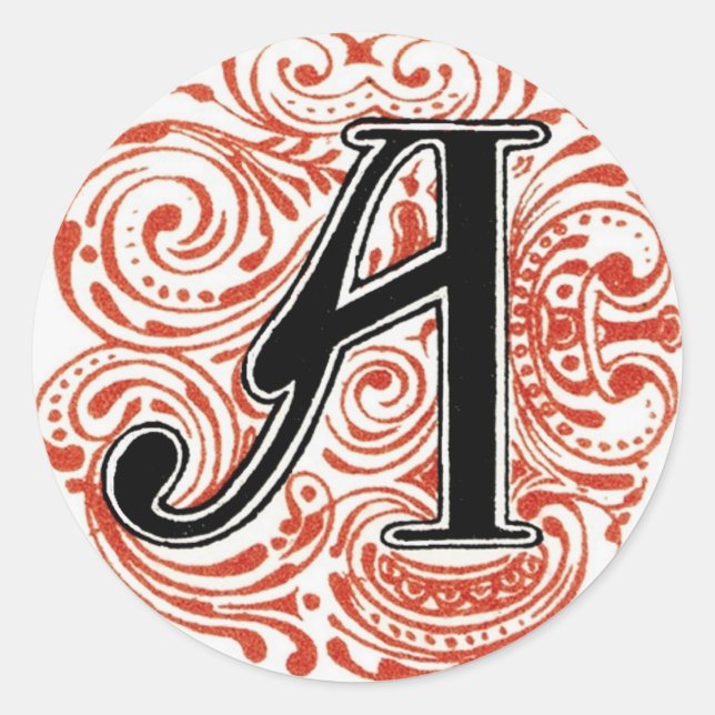 Rond Monogramme "A" en rouge - Sticker (Devant)