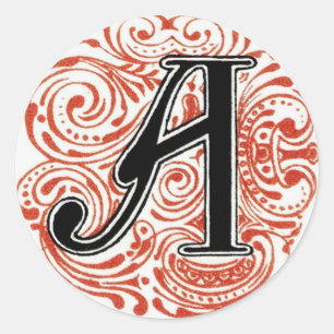 Rond Monogramme "A" en rouge - Sticker