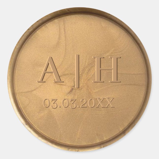 Rond Monogramme Date Antique Sticker de cire or (Devant)