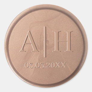 Rond Monogramme Date Chocolat Sticker Brown Sceau