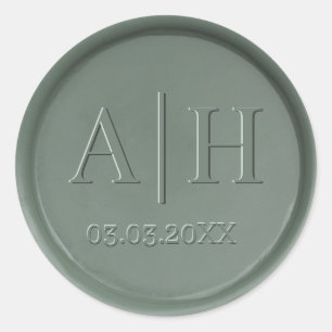 Rond Monogramme Date Sticker en cire noire