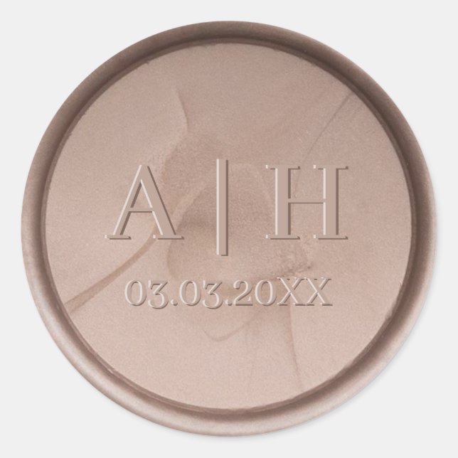 Rond Monogramme Initiale et Date Hazel Sticker de cire  (Devant)