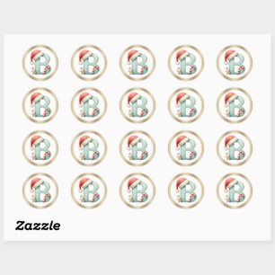 Rond Monogramme lettre B, Sticker de Noël de chapeau de
