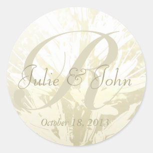 Rond Monogramme mariage de fleurs d'or - Sticker 4