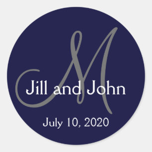 Rond Monogramme Mariée Groom Date Mariage Favor Sticker