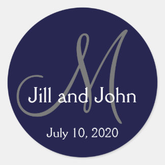 Rond Monogramme Mariée Groom Date Mariage Favor Sticker