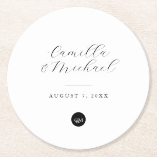 Rond Monogramme Moderne Dessous de verre de mariage élé