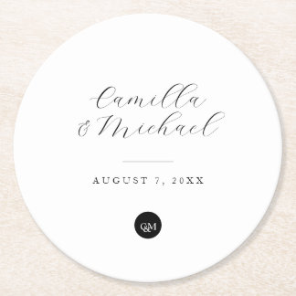 Rond Monogramme Moderne Dessous de verre de mariage élé