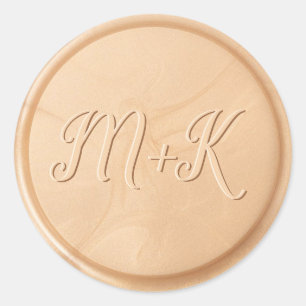 Rond Monogramme Sticker initial de cire de blé ivoire