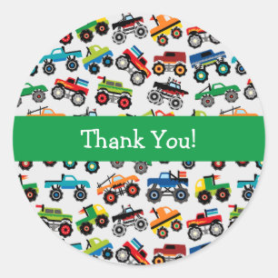 Rond Monster Truck Motif Classic Round Sticker