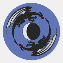 Rond Moon Dragons Imaginaire Design Sticker Classic Rou