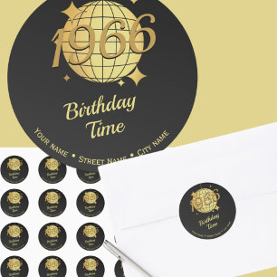 Rond Né en 1966 60e anniversaire adresse retour Sticker