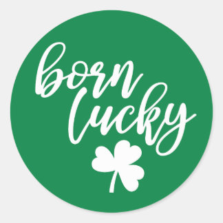 Rond Né Lucky avec Shamrock - Sticker vert