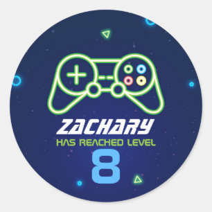 Rond Neon Video Game Arcade Anniversaire Sticker