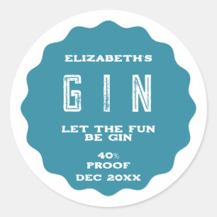 Rond N'Importe Quel Sticker Gin Personnalisé Couleur