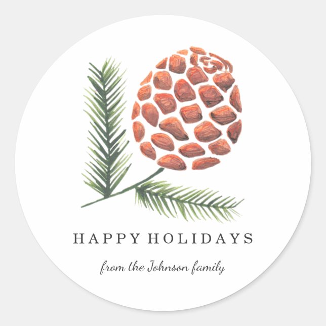 Rond Noël | Arbre à cône de pin | Sticker (Devant)
