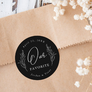 Rond Noir et blanc Notre Sticker préféré de mariage