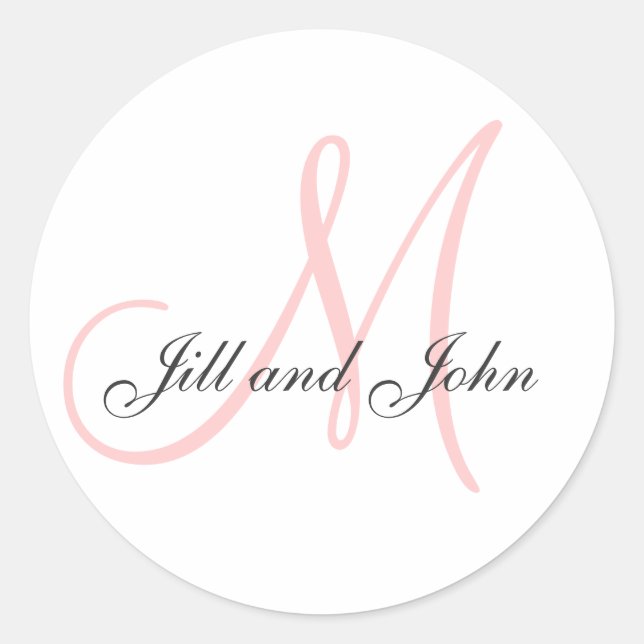 Rond Nom initial plus prénoms Sticker rose (Devant)