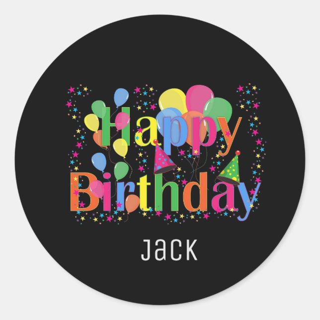Rond Nom personnalisé Happy Anniversaire Sticker (Devant)