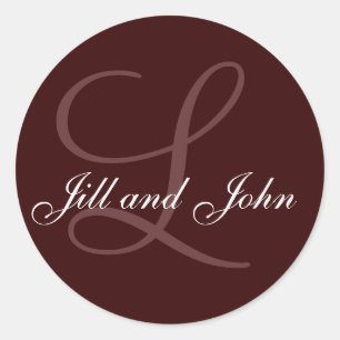Rond Noms et Sticker Monogramme initial Brown