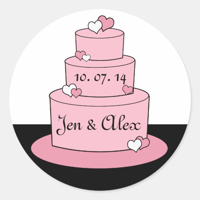 Rond Noms Sticker Mariage Mariage rose (Devant)