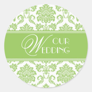 Rond Notre Sticker Mariage Apple Green Damask